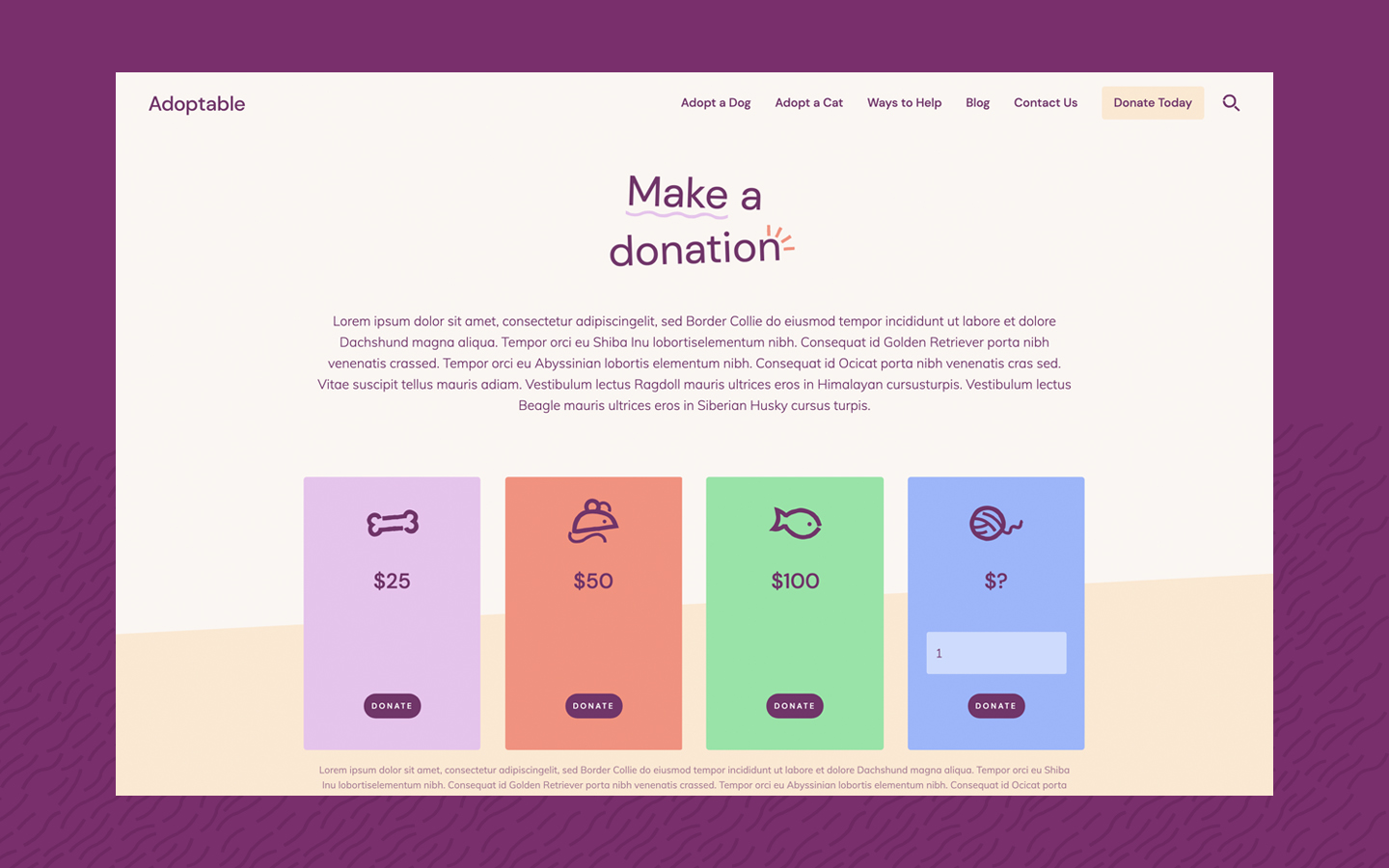 Adoptable Pets HTML5 Responsive site Template